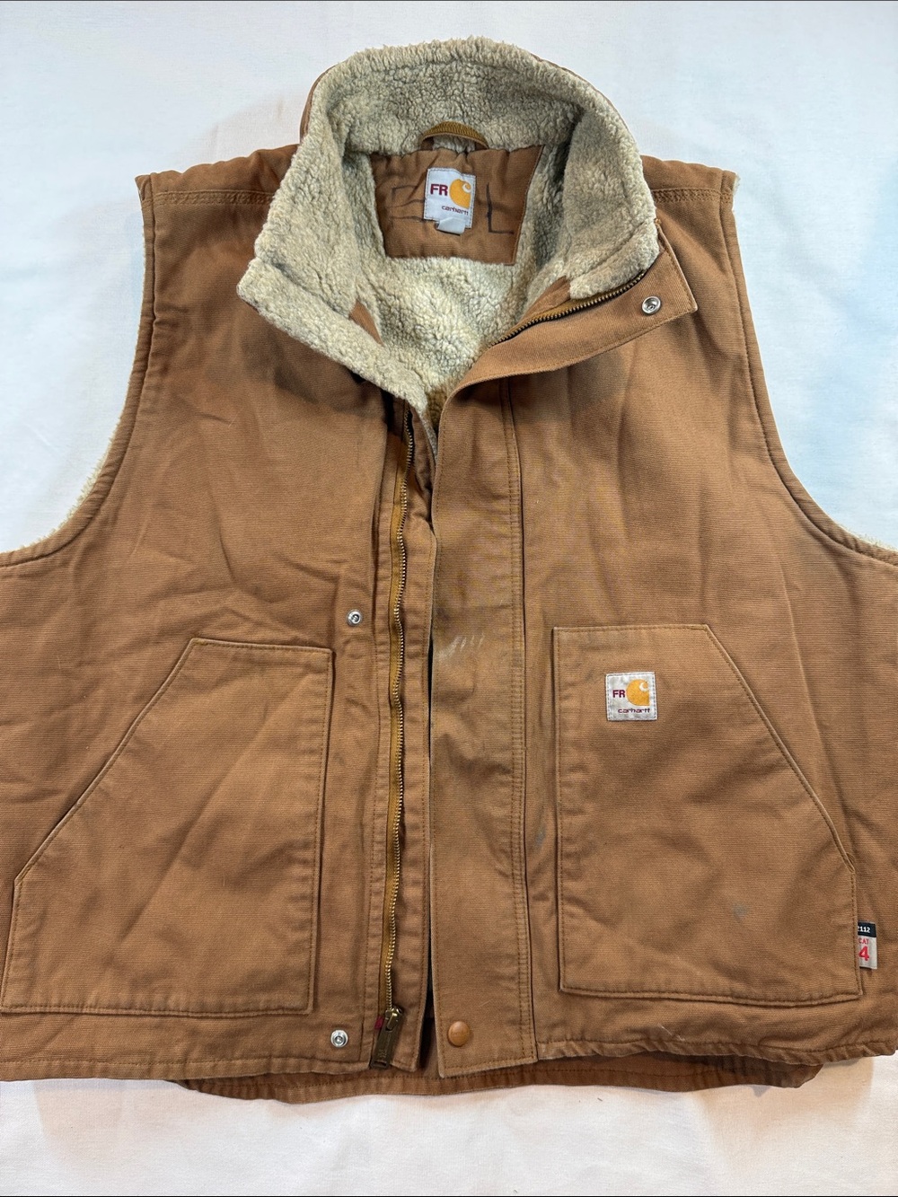 Carhartt FR Flame Resistant Duck Sherpa Lined Vest CAT 4 Brown XL